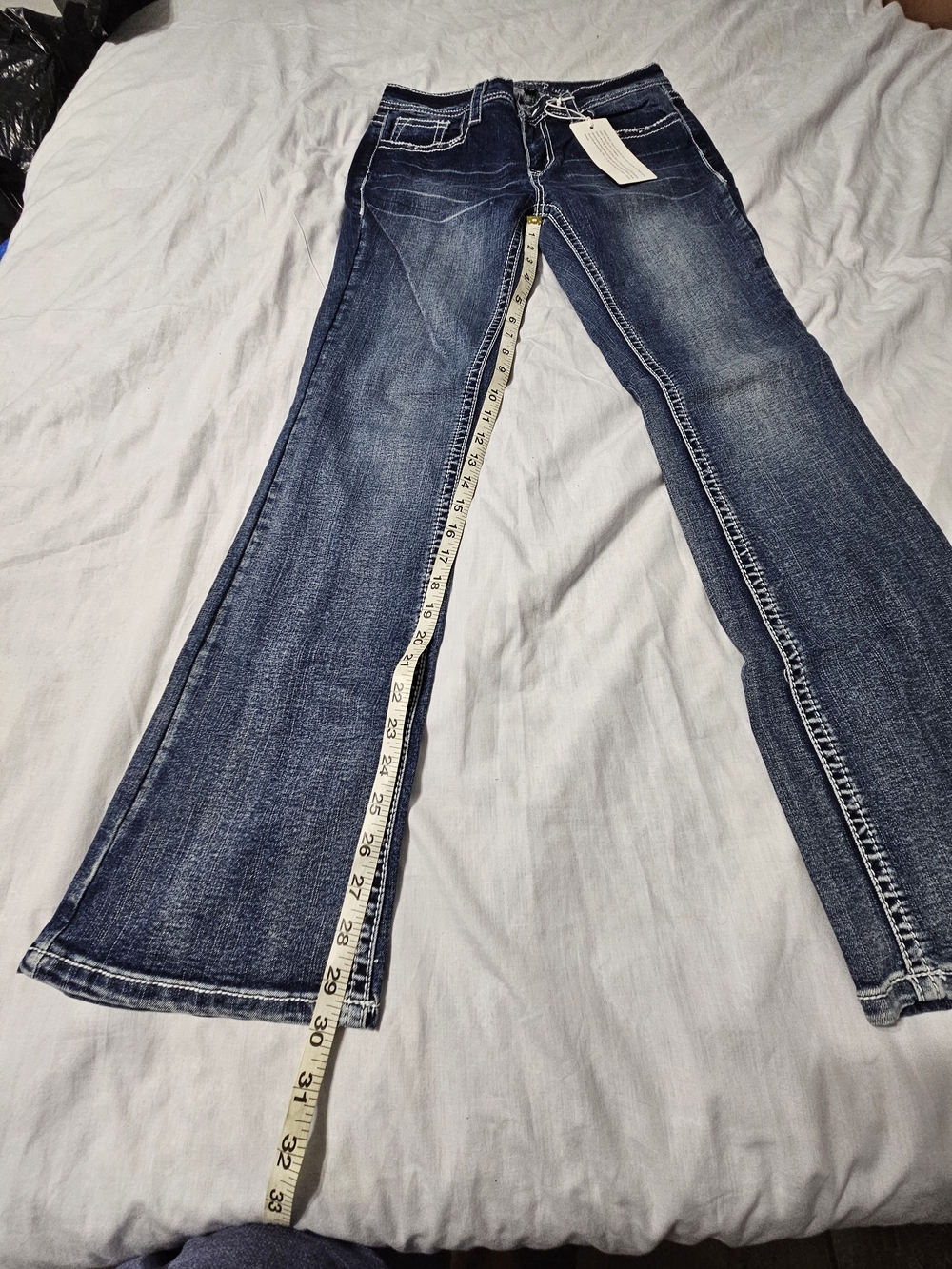 Grace Dark Blue Wide Leg Jeans with Subtle Fading